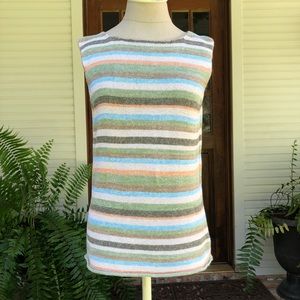Green Striped Linen Sweater Tank by Eddie Bauer
